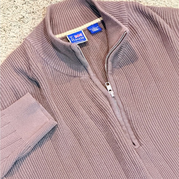 T Harris Other - T Harris London Pullover Mens Quarter Zip Brown Sweater Casual Large